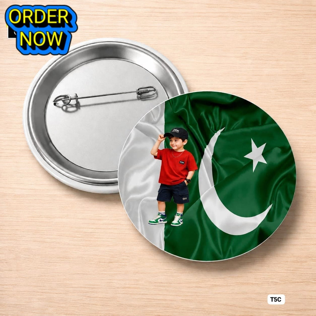 Pack of 2 – Customised 14th August Pin Badges (56mm) High Quality Independence Day Badges