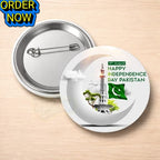 Pack of 2 – Customised 14th August Pin Badges (56mm) High Quality Independence Day Badges