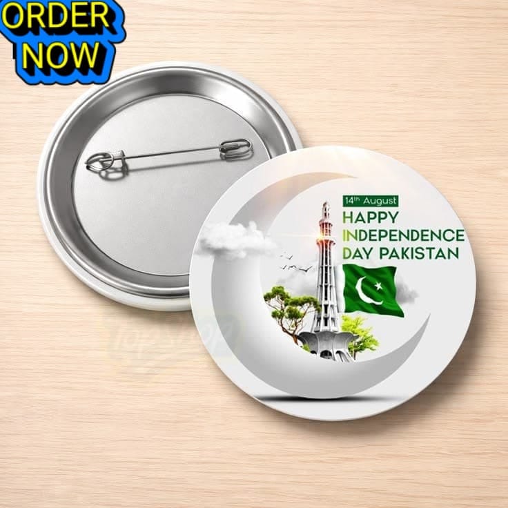 Pack of 2 – Customised 14th August Pin Badges (56mm) High Quality Independence Day Badges