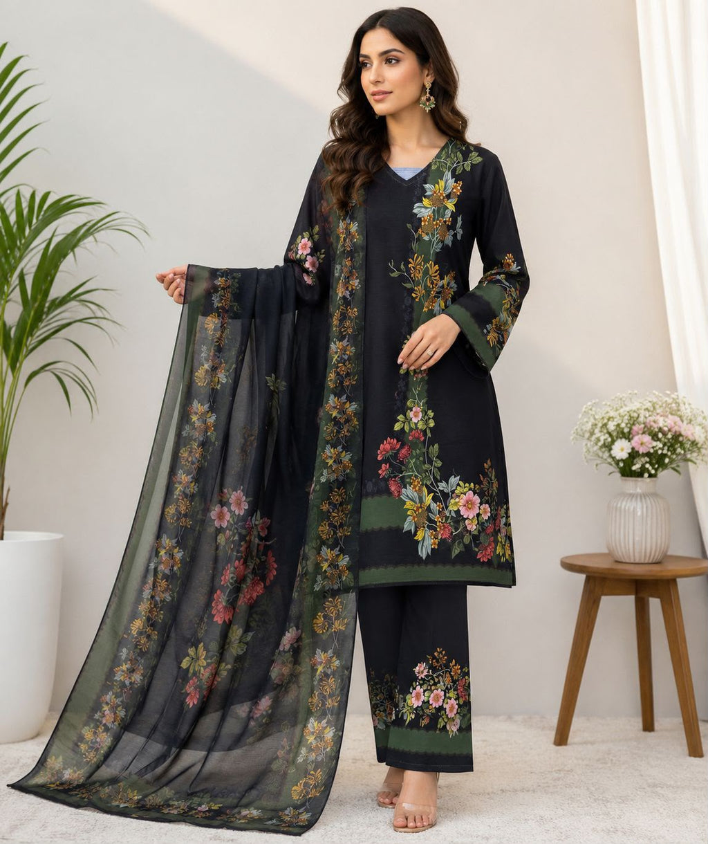 Ready to Wear Digital Printed 3 Piece Doria Lawn Cord Set with Monar Lawn Dupatta