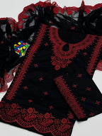 Heavy Embroidery 3-Piece Cotton Suit with Cutwork Chiffon Dupatta