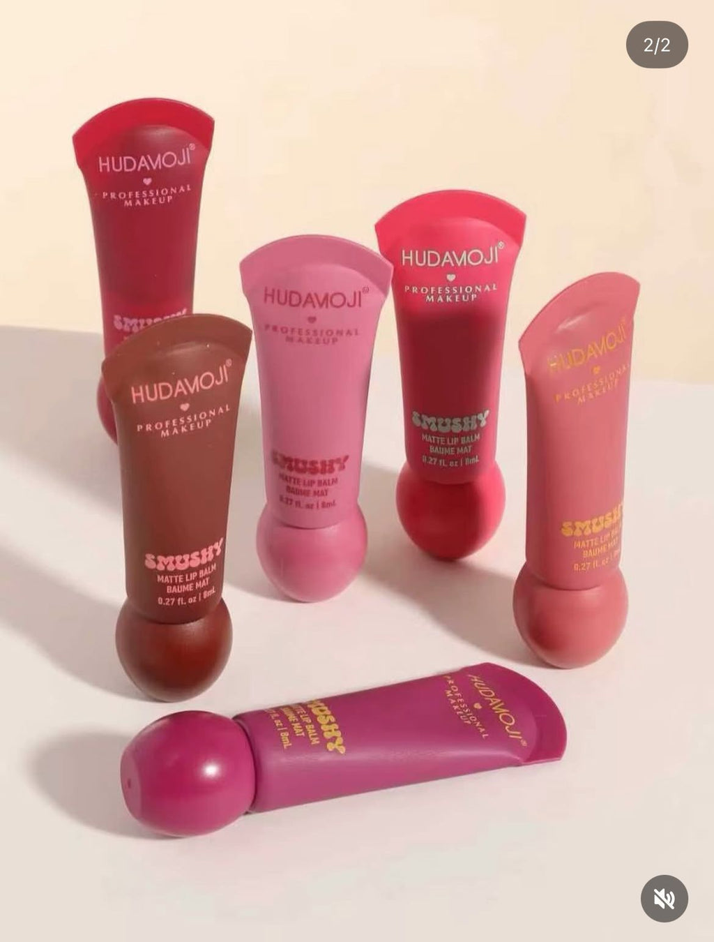 HUDAMOJI Smushy Soft Matte Lip Balm Set – Pack of 6 Shades (8ml Each)