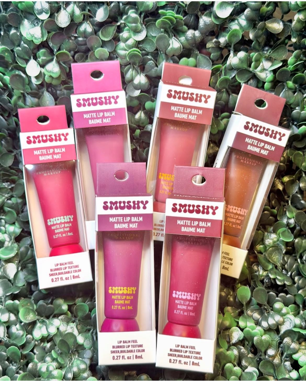 HUDAMOJI Smushy Soft Matte Lip Balm Set – Pack of 6 Shades (8ml Each)