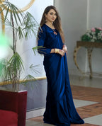 Ready to Wear Sequence & Pearl Embroidered Silk Saree with Organza Blouse Set