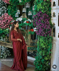 Ready to Wear Sequence & Pearl Embroidered Silk Saree with Organza Blouse Set