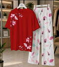 Women's Soft Jersey Printed Night Suit Set – Printed Shirt with Cotton Jersey Trouser