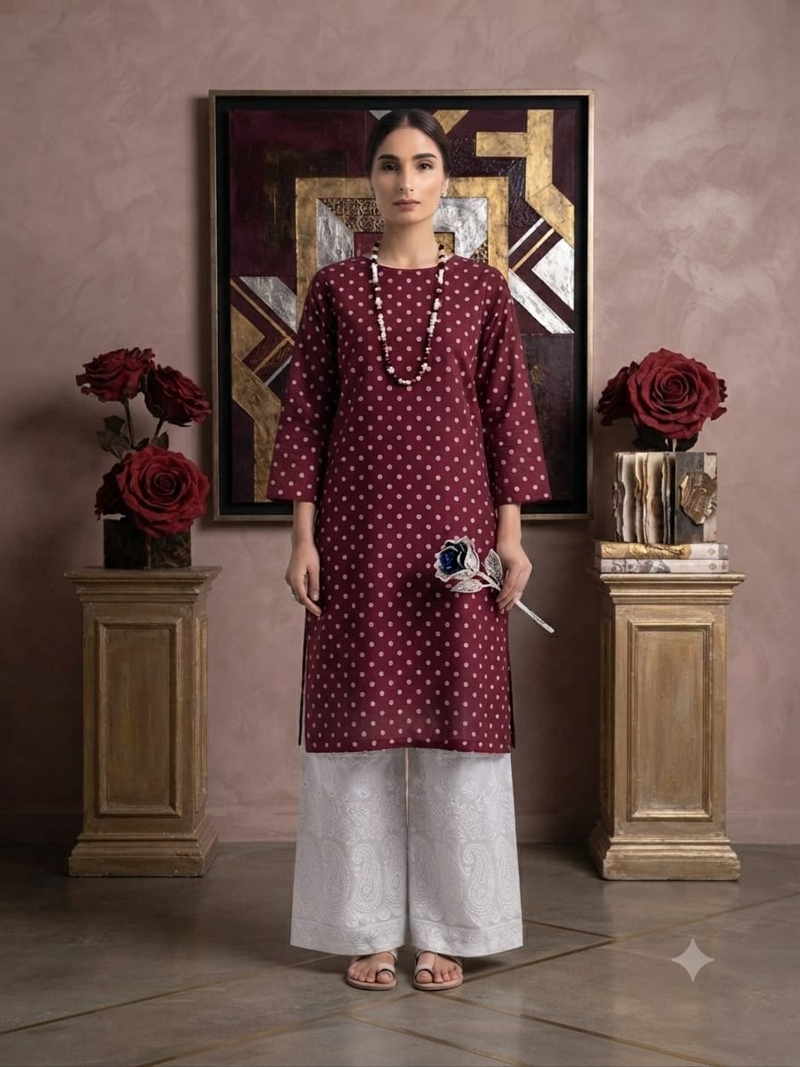 Women's Digital Printed Lawn 2-Piece Suit – Printed Shirt with Embroidered Chickankari Border Trouser