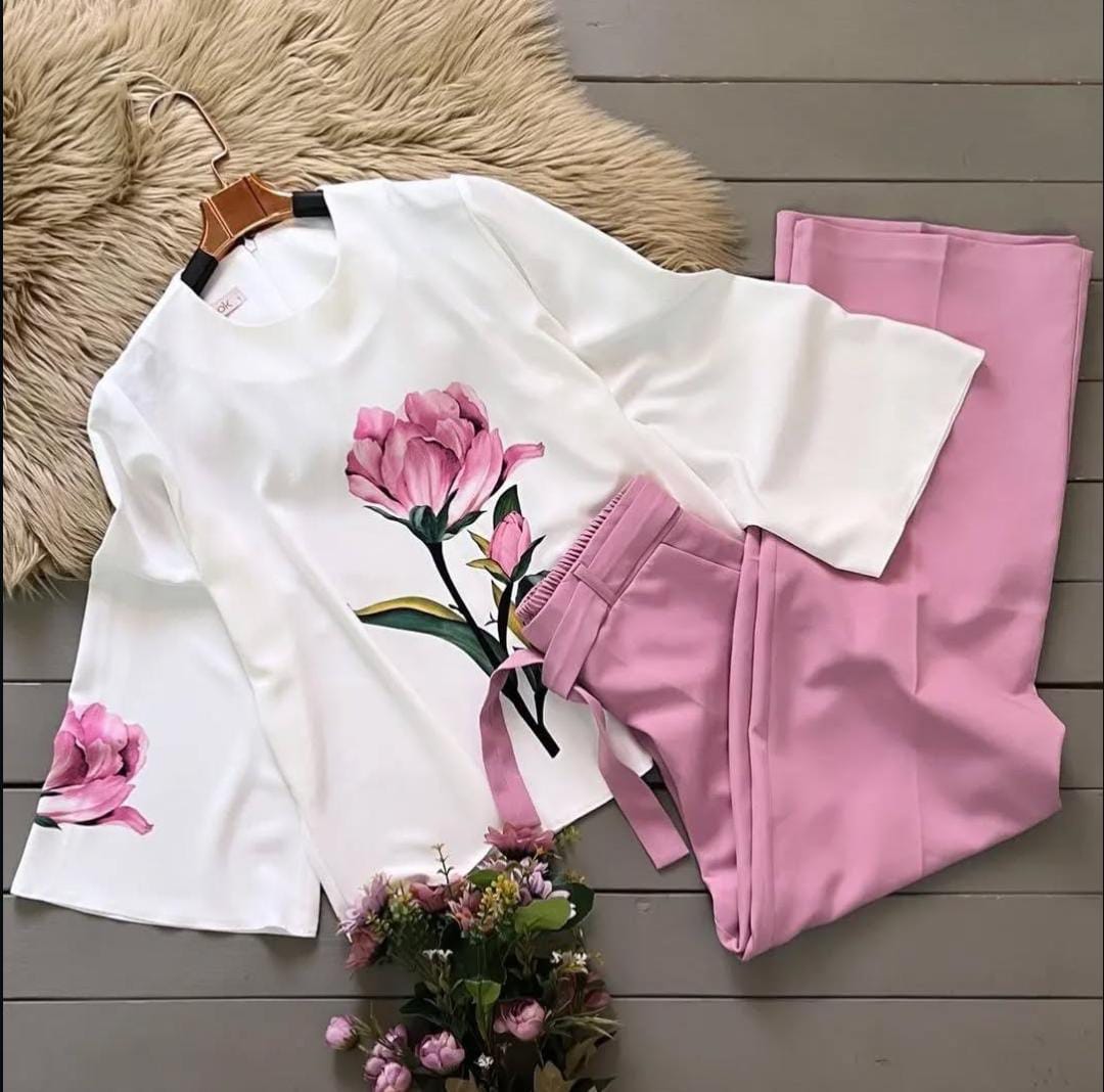 Women's Floral Printed Georgette Co-Ord Set – 2-Piece Matching Outfit (Mid-Season Sale)
