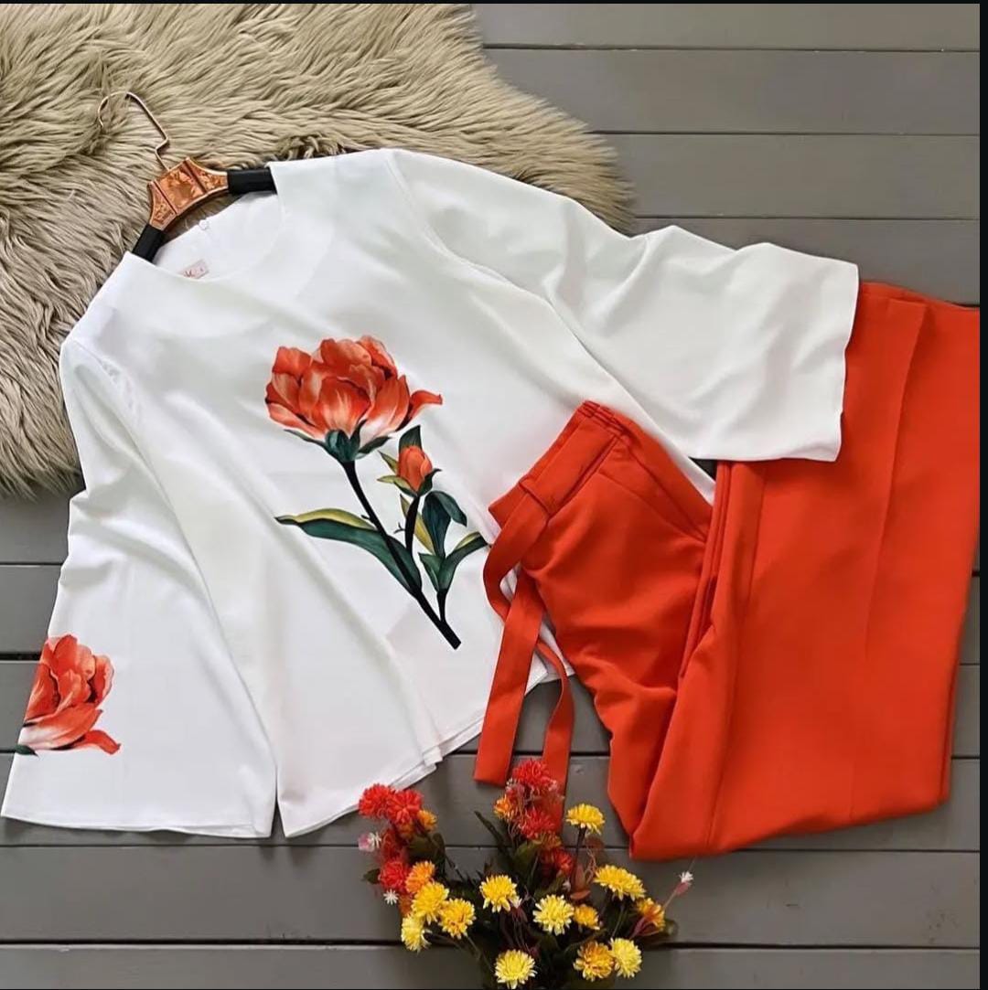 Women's Floral Printed Georgette Co-Ord Set – 2-Piece Matching Outfit (Mid-Season Sale)