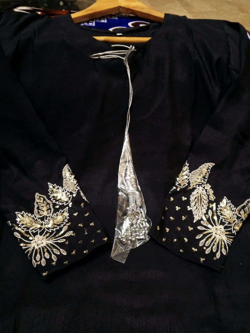3Pcs Heavy Sequence Embroidered Raw Silk Suit with Flapper & Organza Dupatta