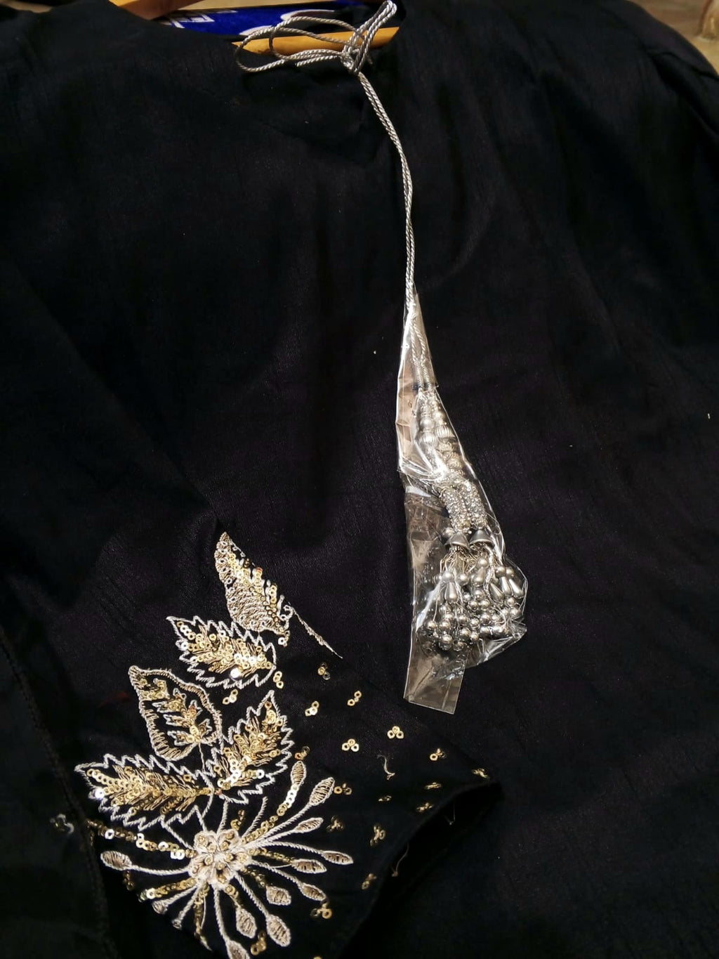 3Pcs Heavy Sequence Embroidered Raw Silk Suit with Flapper & Organza Dupatta