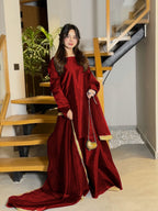 Long Flare Silk Sharara and Shirt Set with Lace Work Chiffon Dupatta 3-Piece