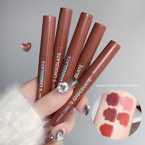 5 Pcs Chocolate Lips Glaze Set | Glossy & Hydrating Lip Tint Combo