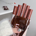 5 Pcs Chocolate Lips Glaze Set | Glossy & Hydrating Lip Tint Combo