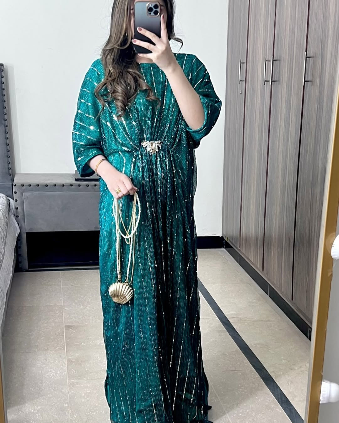 Ready to Wear Moonlight Kaftan Dress with Attached Inner | Free Size Flowy Party Dress
