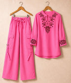 Ready to Wear Women's Soft Cotton Printed Summer Suit (2-Piece Shirt & Trouser)
