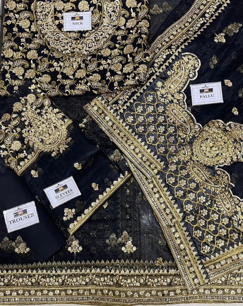 Heavy Embroidered Net Saree with Sequence & Stone Handwork (Master Replica)