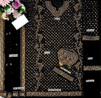 3-Piece Women's Heavy Embroidered Addawork Chiffon Suit with Potli Pouch & Raw Silk Trouser