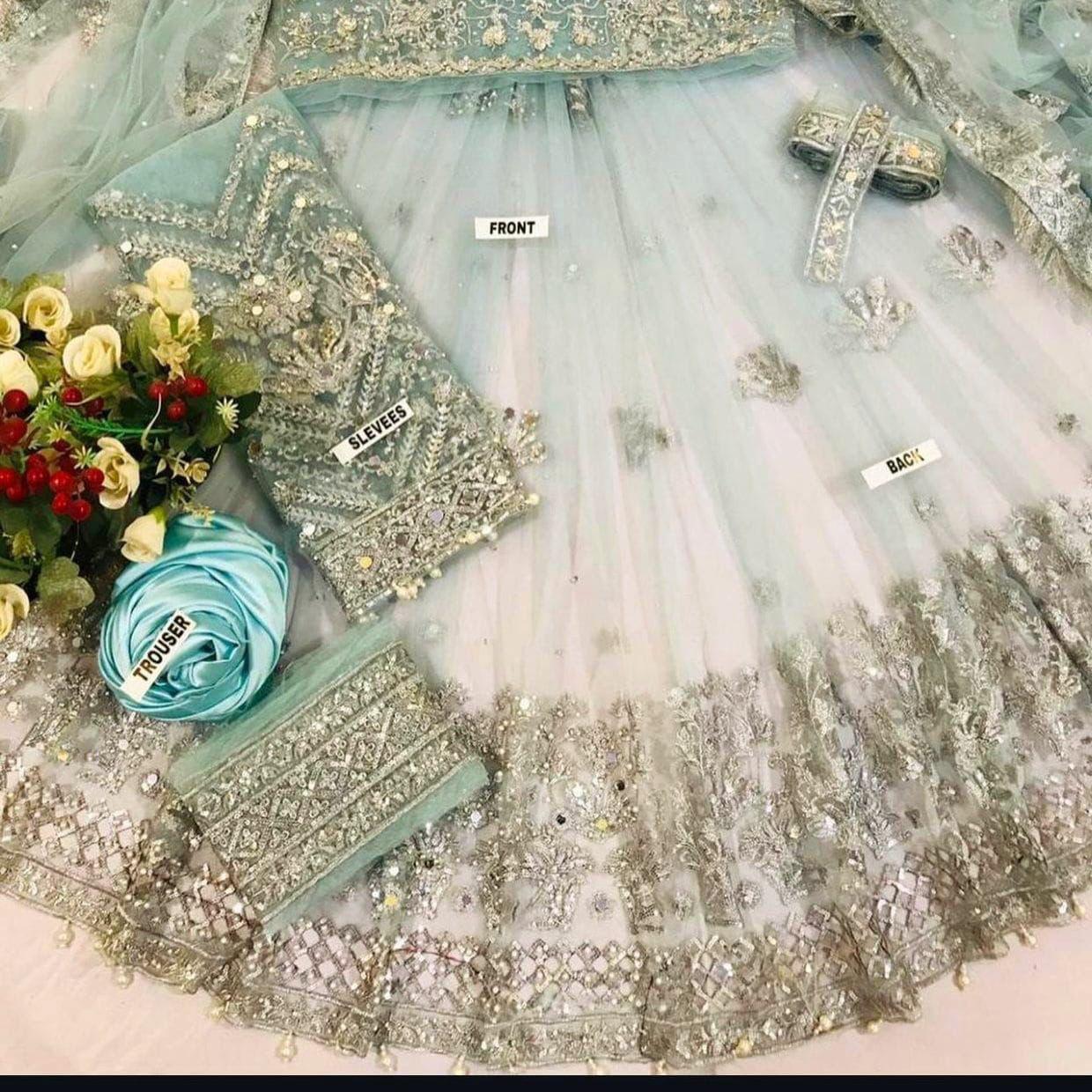 Heavy Net Embroidered Maxi Suit with Zari & Stone Hand Work (Same As Original)