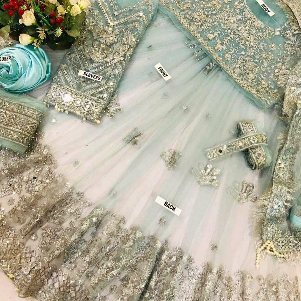 Heavy Net Embroidered Maxi Suit with Zari & Stone Hand Work (Same As Original)