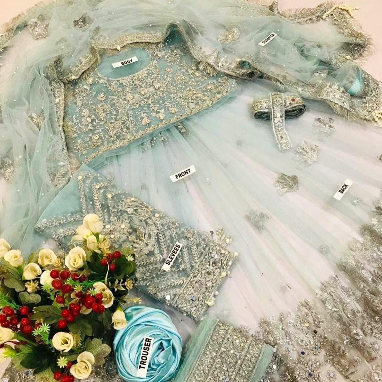 Heavy Net Embroidered Maxi Suit with Zari & Stone Hand Work (Same As Original)