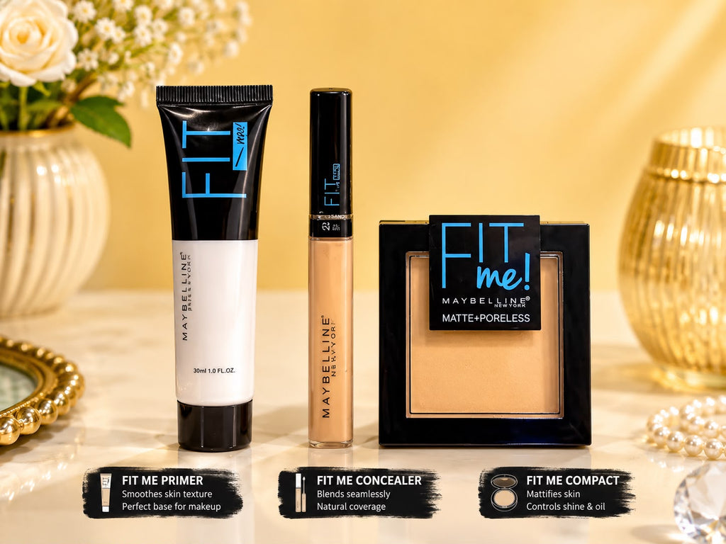 Maybelline Fit Me 3-in-1 Complete Makeup Deal – Foundation, Powder & Concealer Set