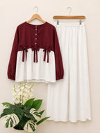 Ready to Wear Summer Cotton Short A-Line Frock Shirt with Front Bow & Flapper (2-Piece Set)