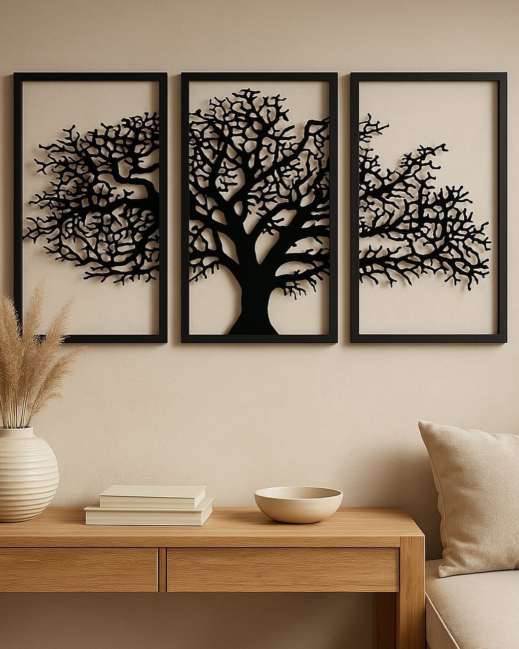 3-Piece Modern Wooden Wall Decor Set (12x24 Inches) – Premium Quality Wall Art