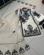 Ready to Wear Front Heavy Embroidered Organza 3-Piece Suit with Frill Dupatta