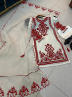 Ready to Wear Front Heavy Embroidered Organza 3-Piece Suit with Frill Dupatta