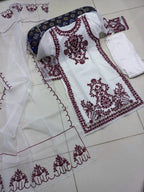 Ready to Wear Front Heavy Embroidered Organza 3-Piece Suit with Frill Dupatta