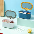 3 Compartment Spice Jar Box & Organizer with 3 Spoons – Premium Kitchen Storage