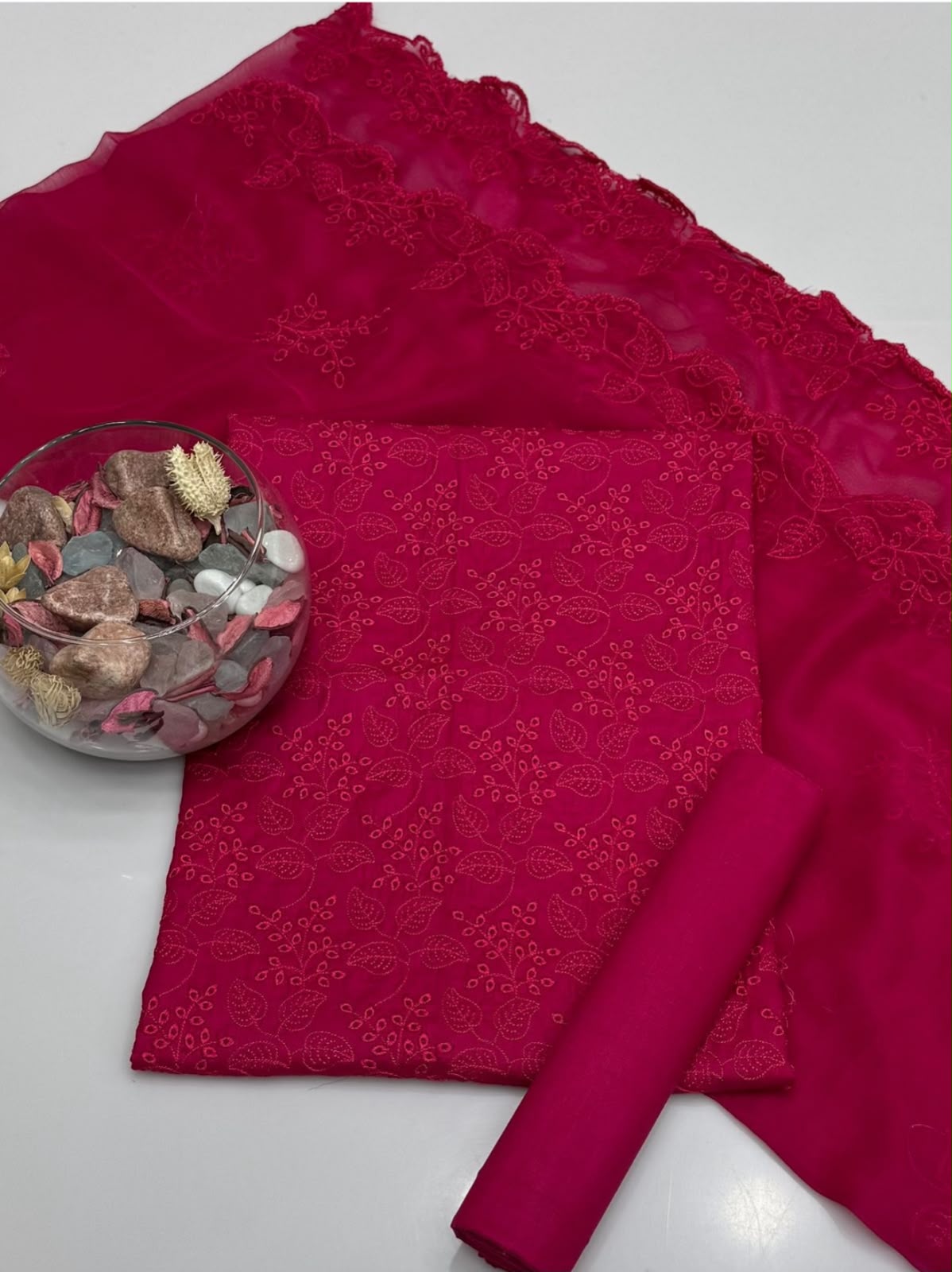 Chikan Kari Heavy Embroidered 3-Piece Lawn Suit