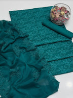 Chikan Kari Heavy Embroidered 3-Piece Lawn Suit