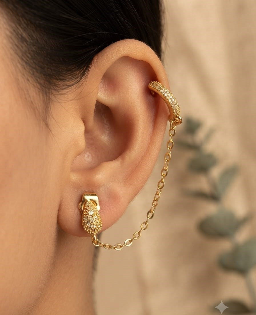 Fancy Gold Plated Micro Zircon Ear Cuffs for Her