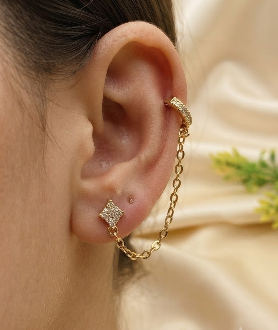 Fancy Gold Plated Micro Zircon Ear Cuffs for Her
