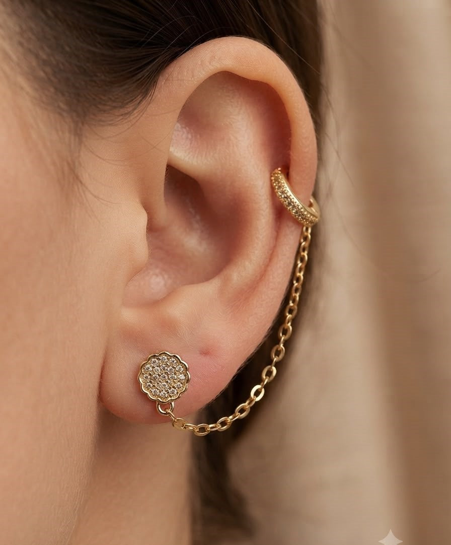 Fancy Gold Plated Micro Zircon Ear Cuffs for Her