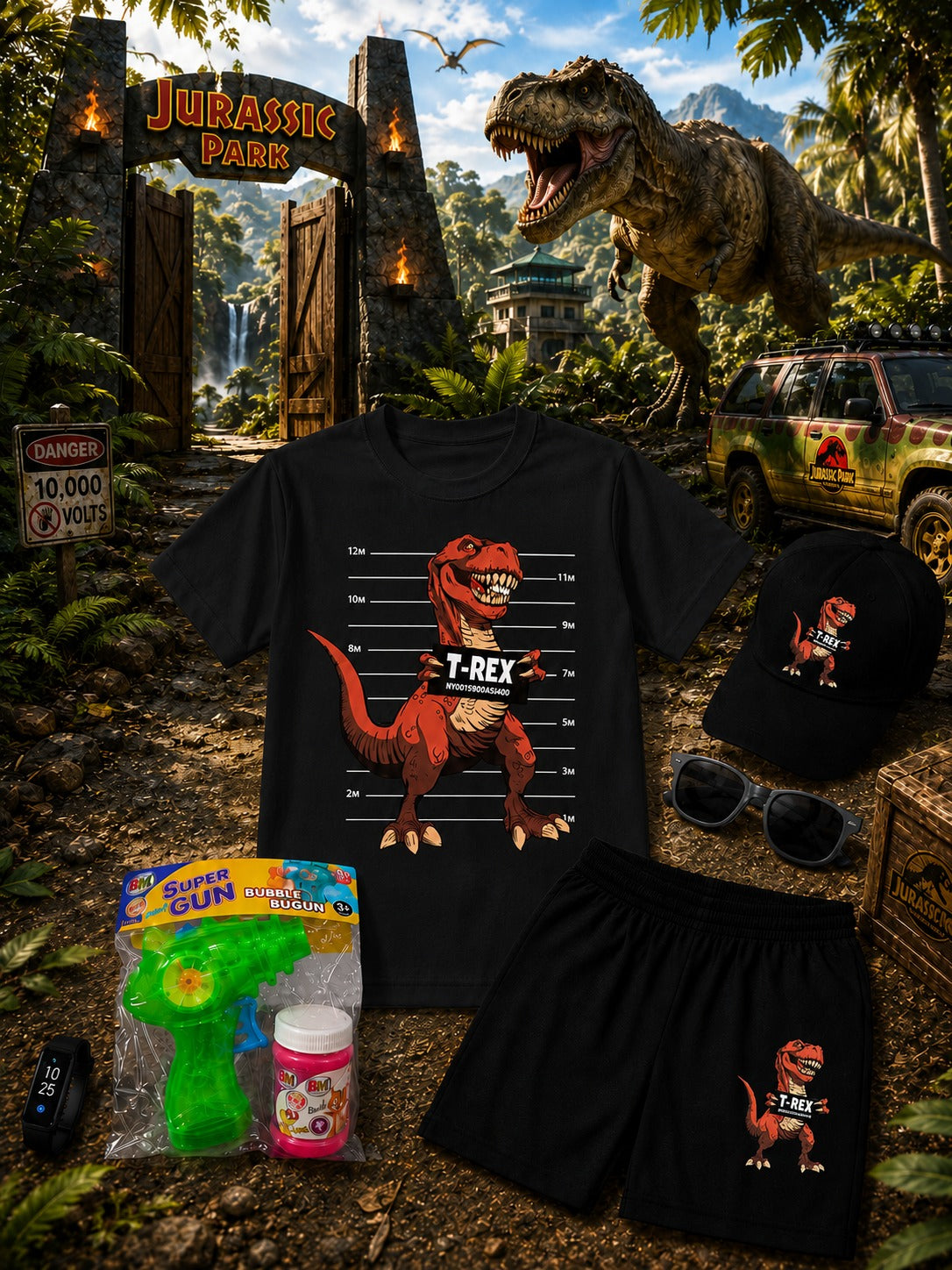 6-Piece Kids T-Rex Print Summer Gift Pack (Sizes 1–8 Years)