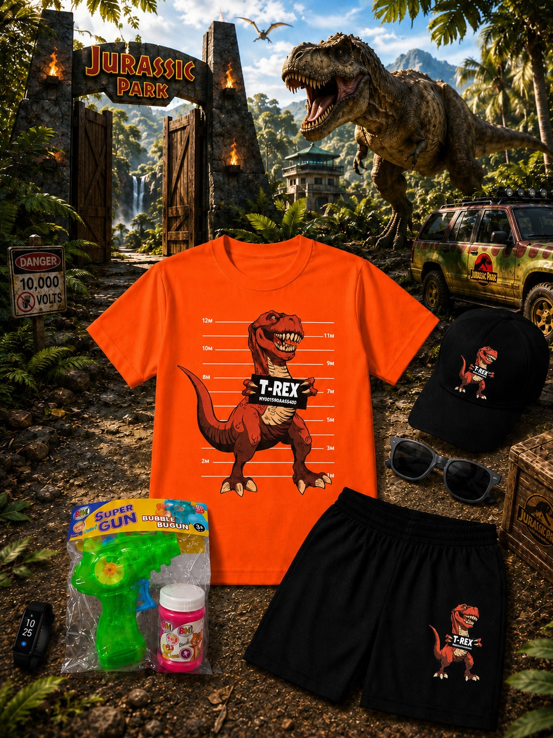 6-Piece Kids T-Rex Print Summer Gift Pack (Sizes 1–8 Years)