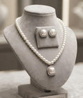 Fancy China Pearls Mala Necklace in Golden & Silver