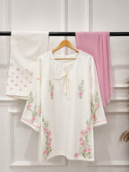 Ready to Wear Petal Grace 3-Piece Cotton Suit with Chiffon Dupatta