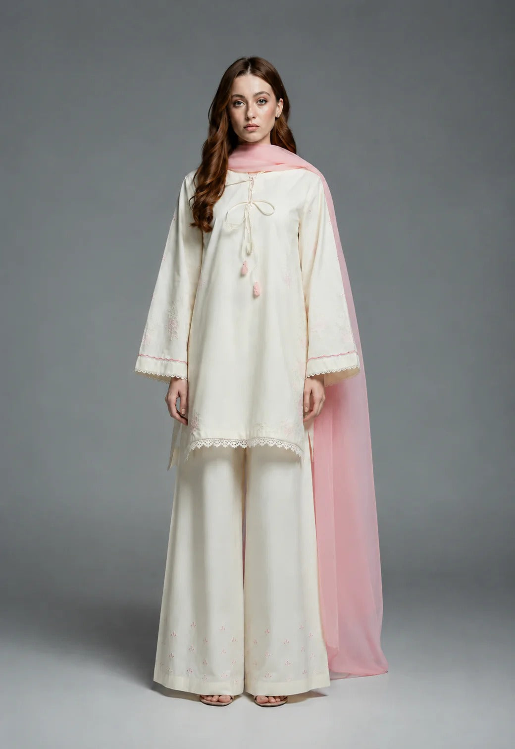 Ready to Wear Petal Grace 3-Piece Cotton Suit with Chiffon Dupatta