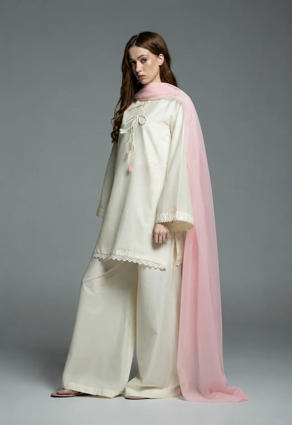 Ready to Wear Petal Grace 3-Piece Cotton Suit with Chiffon Dupatta