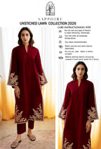 Premium Lawn Embroidered 2Pc Suit With Plain Trouser