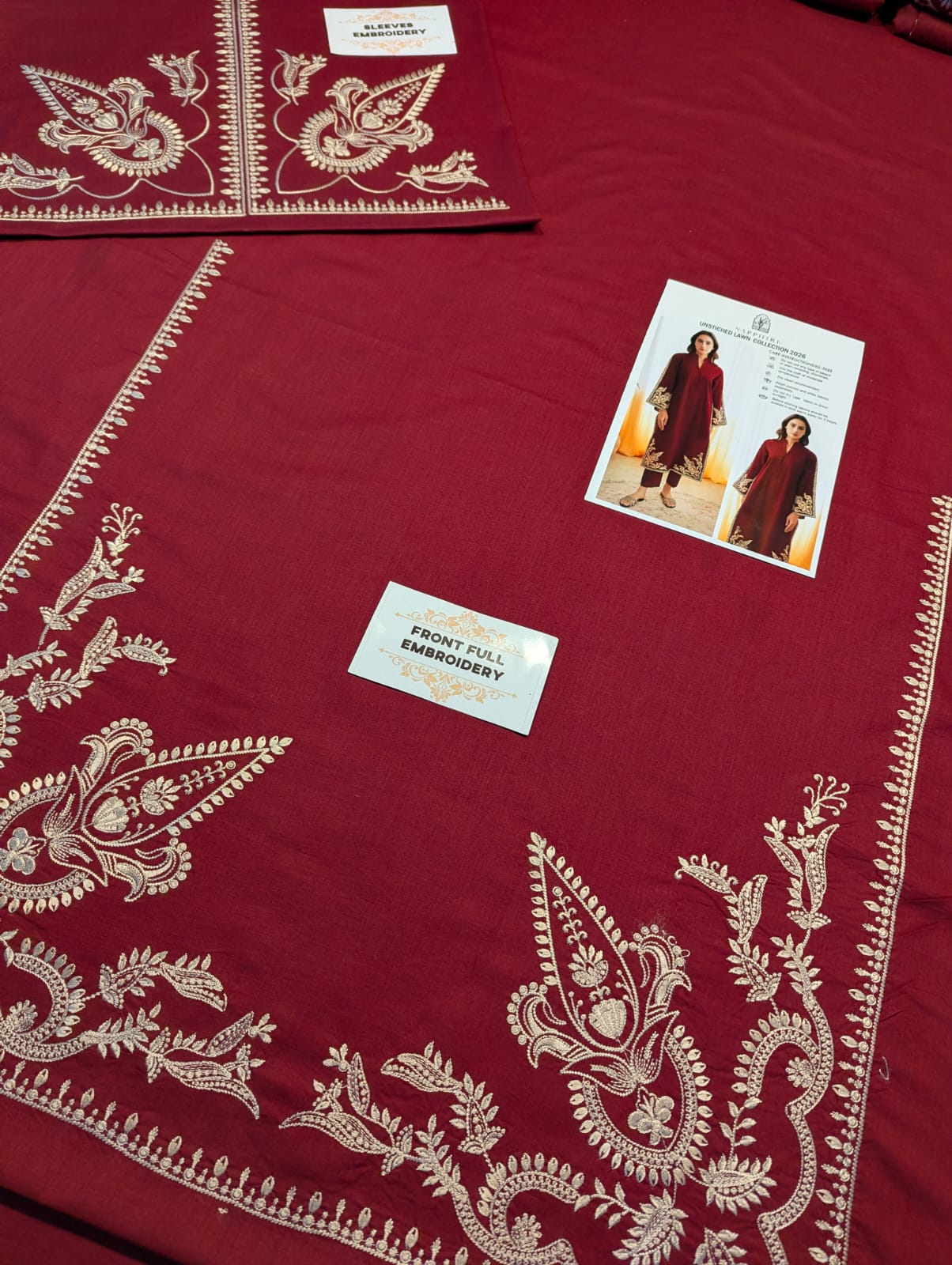 Premium Lawn Embroidered 2Pc Suit With Plain Trouser