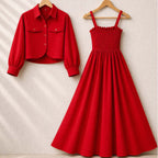 Smokey Maxi Dress with Jacket - Imported Georgette