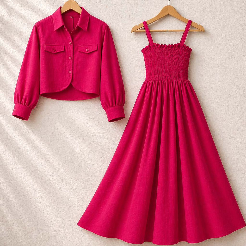Smokey Maxi Dress with Jacket - Imported Georgette