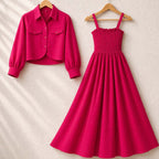 Smokey Maxi Dress with Jacket - Imported Georgette