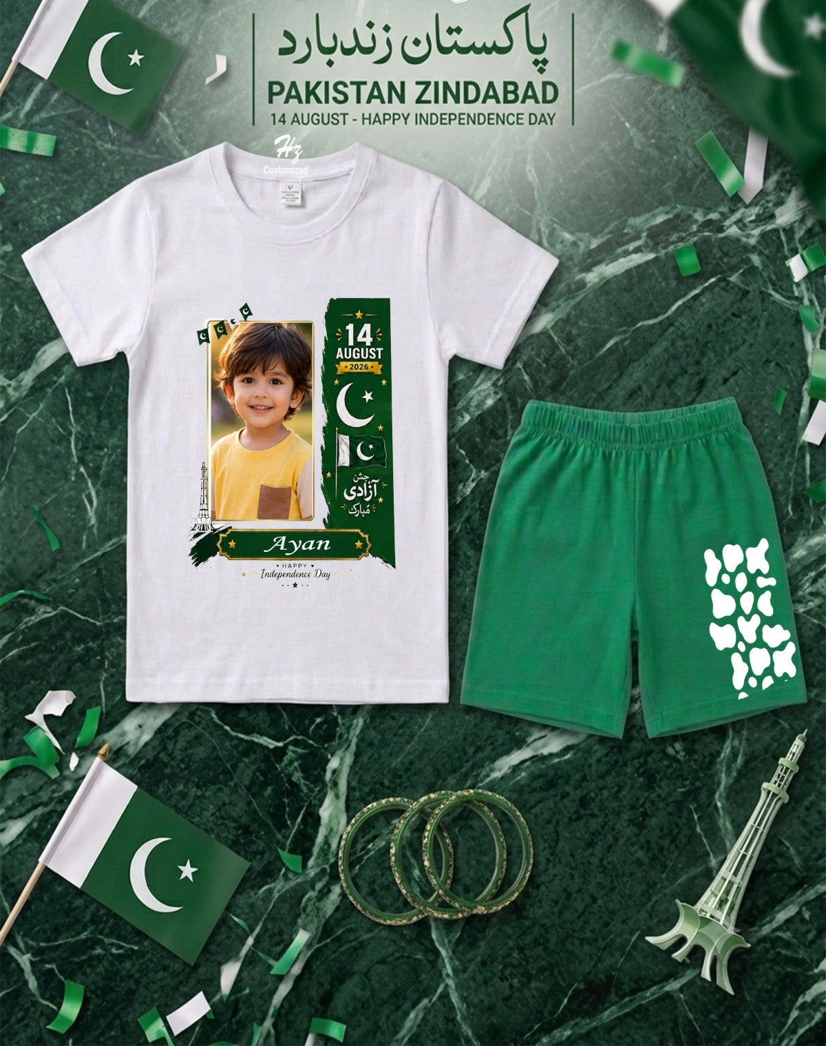 Customized Kids Independence Day Special T-Shirt & Short Set