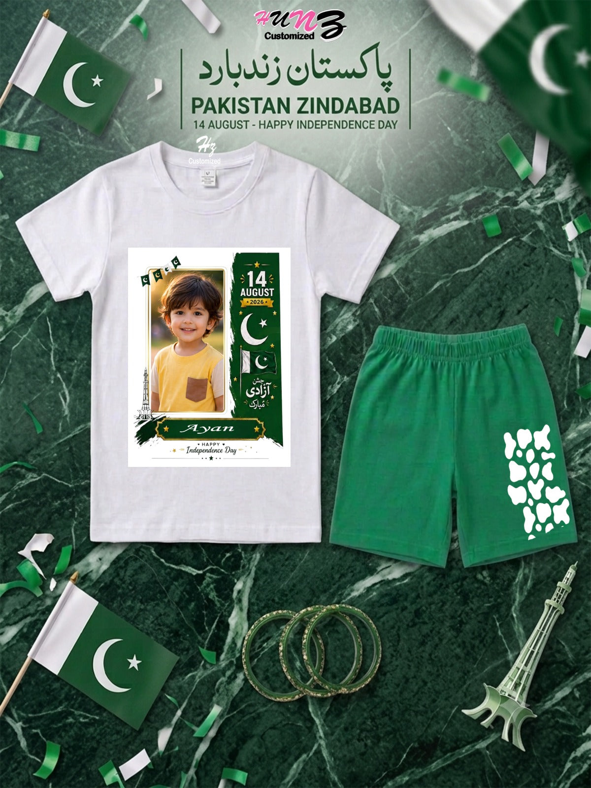 Customized Kids Independence Day Special T-Shirt & Short Set